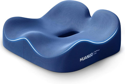 Ergonomic Seat Cushion, Memory Foam Cooling Gel Office Chair Cushion for Hip Support, Tailbone Pressure Relief, Breathable Car Seat Cushion for Home, Work, Driving