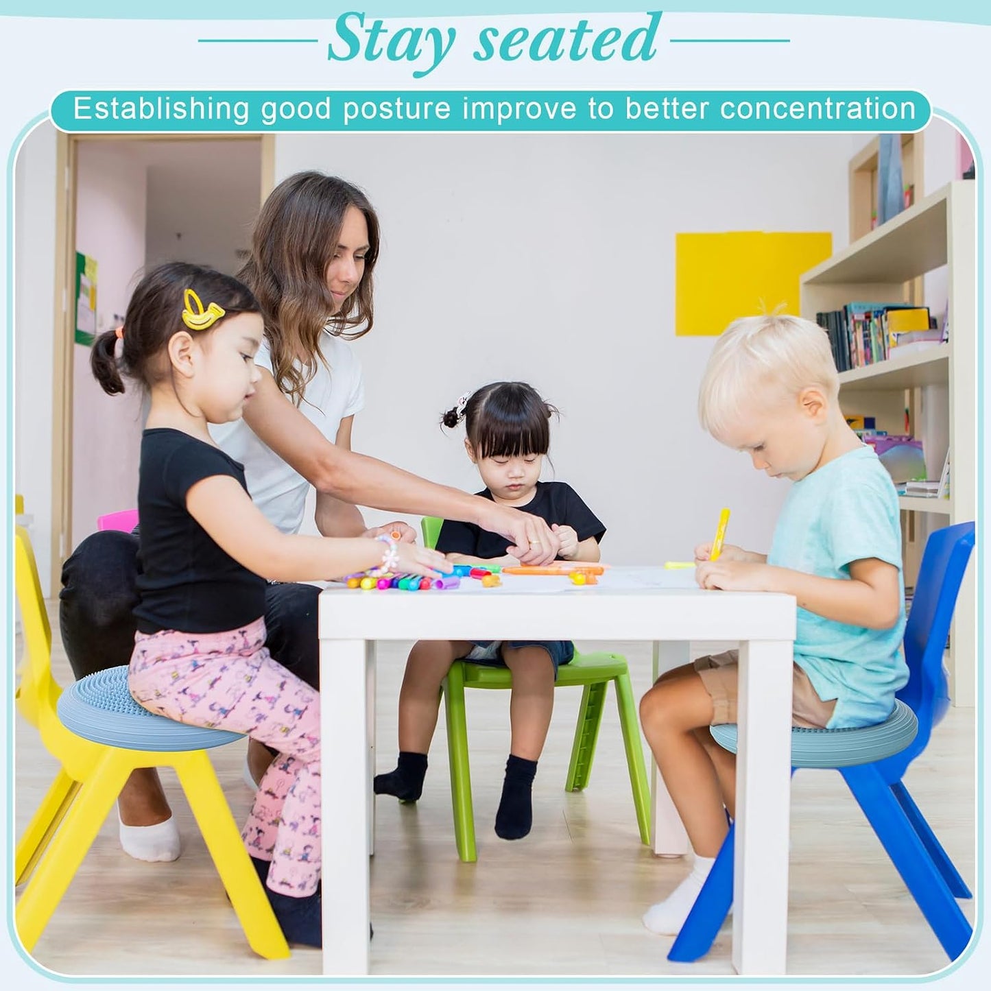 2 Pcs Wobble Cushion Wiggle Seat Flexible Sensory Seating Balance Disc Board for Men Women Physical Exercise Improving Posture Home Office