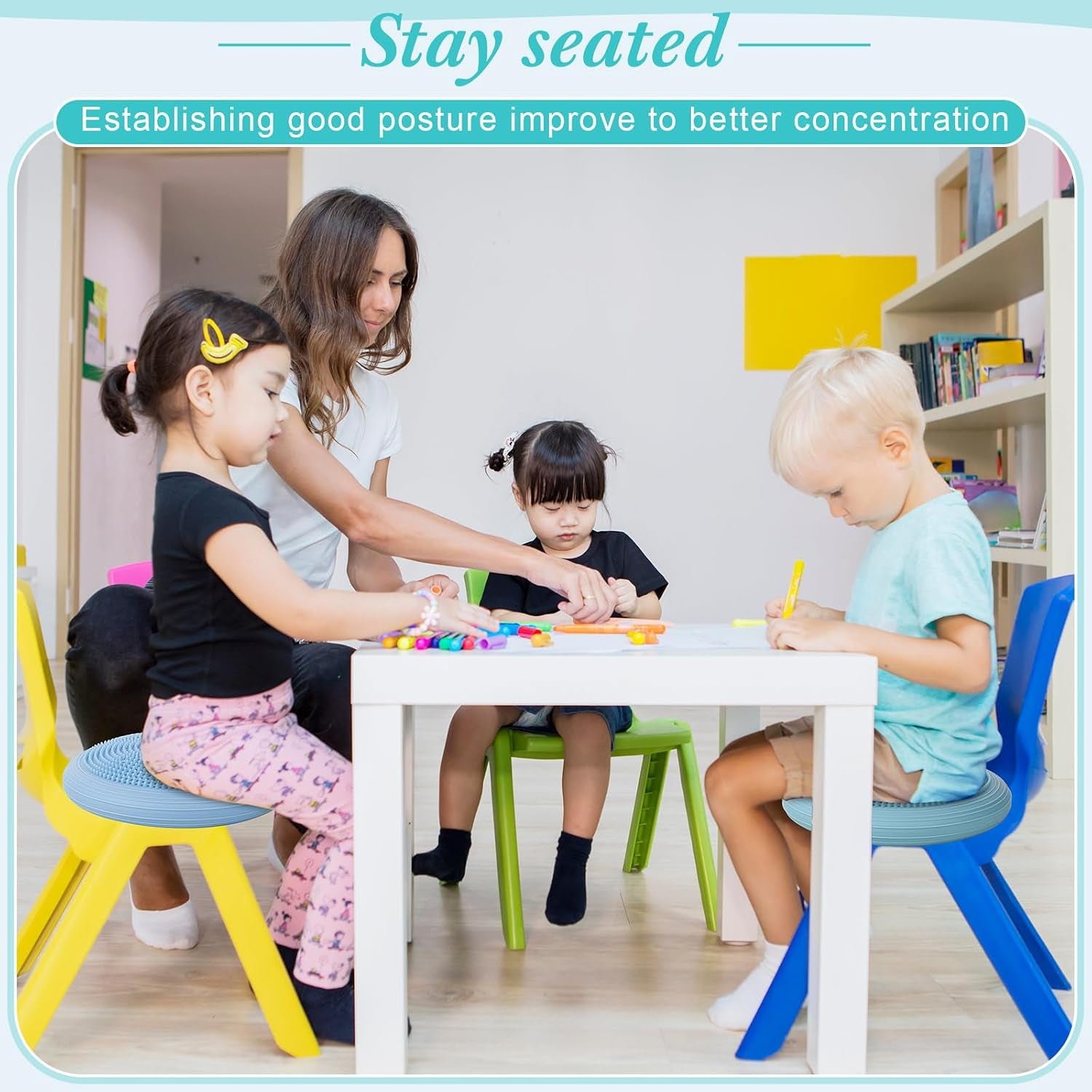 2 Pcs Wobble Cushion Wiggle Seat Flexible Sensory Seating Balance Disc Board for Men Women Physical Exercise Improving Posture Home Office