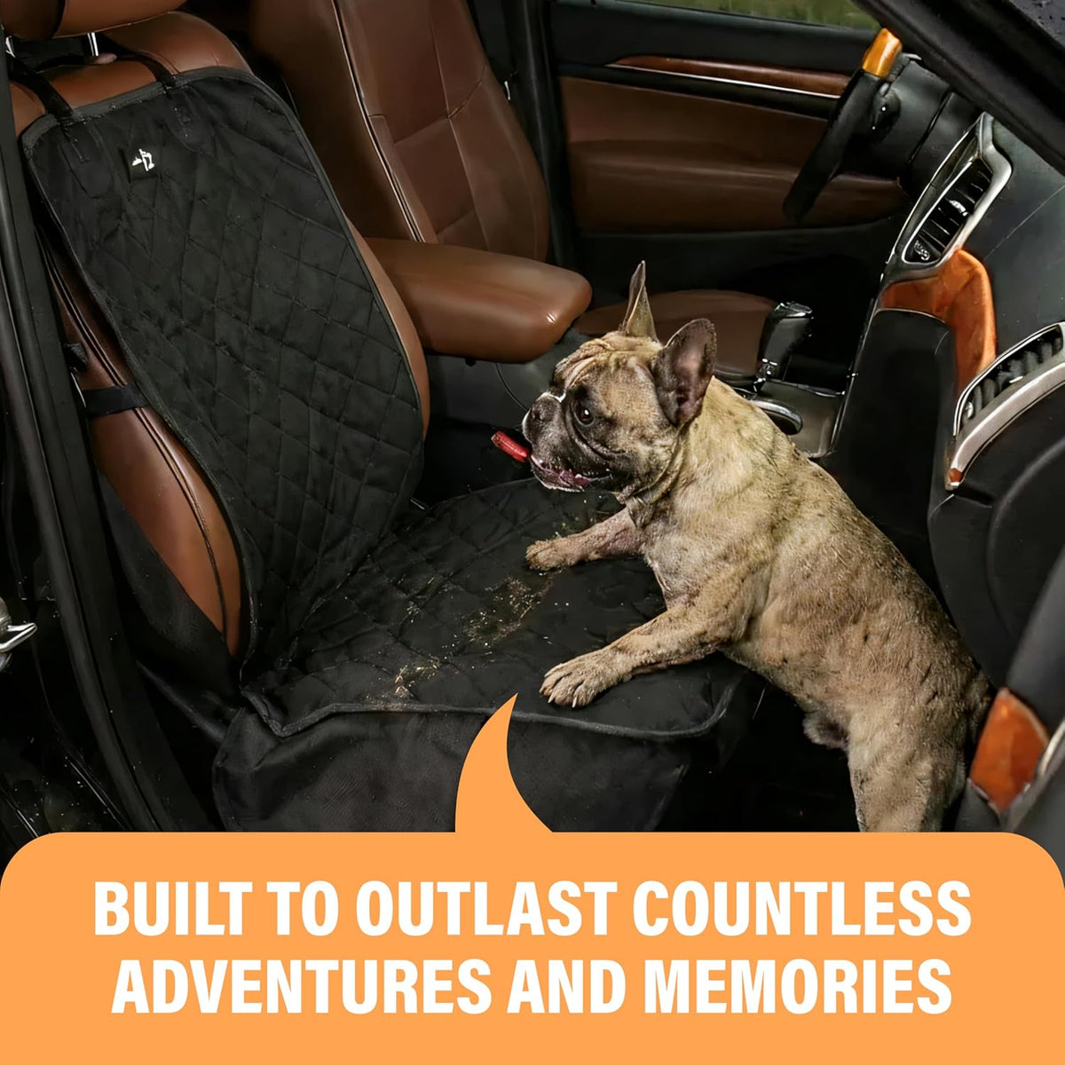 Dog Car Seat Cover, Waterproof Front Seat Protector for SUV Truck Sedan, Pet Safety Travel Comfort System with Universal Fit, Black