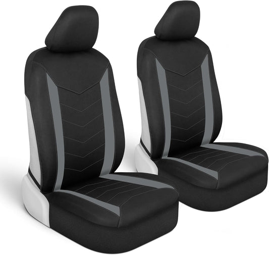 Spillguard 2 Gray Seat Covers for Cars & Seat Covers for Trucks - Neoprene Lining Waterproof Car Seat Covers Front Seats Only - SUV Seat Covers Protector - Forros Para Asientos De Carro