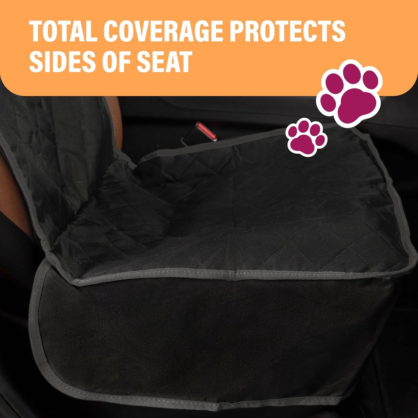 Dog Car Seat Cover, Waterproof Front Seat Protector for SUV Truck Sedan, Pet Safety Travel Comfort System with Universal Fit, Black