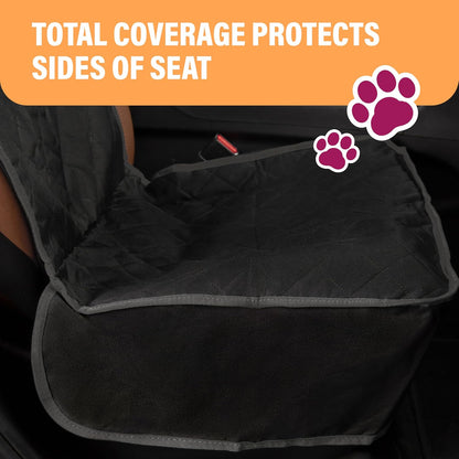 Dog Car Seat Cover, Waterproof Front Seat Protector for SUV Truck Sedan, Pet Safety Travel Comfort System with Universal Fit, Black