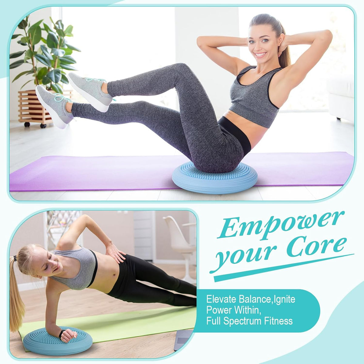2 Pcs Wobble Cushion Wiggle Seat Flexible Sensory Seating Balance Disc Board for Men Women Physical Exercise Improving Posture Home Office