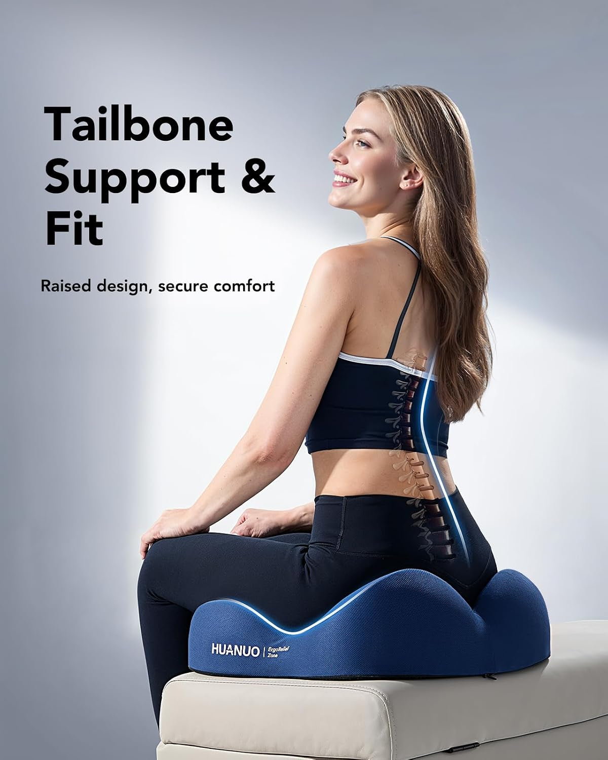 Ergonomic Seat Cushion, Memory Foam Cooling Gel Office Chair Cushion for Hip Support, Tailbone Pressure Relief, Breathable Car Seat Cushion for Home, Work, Driving