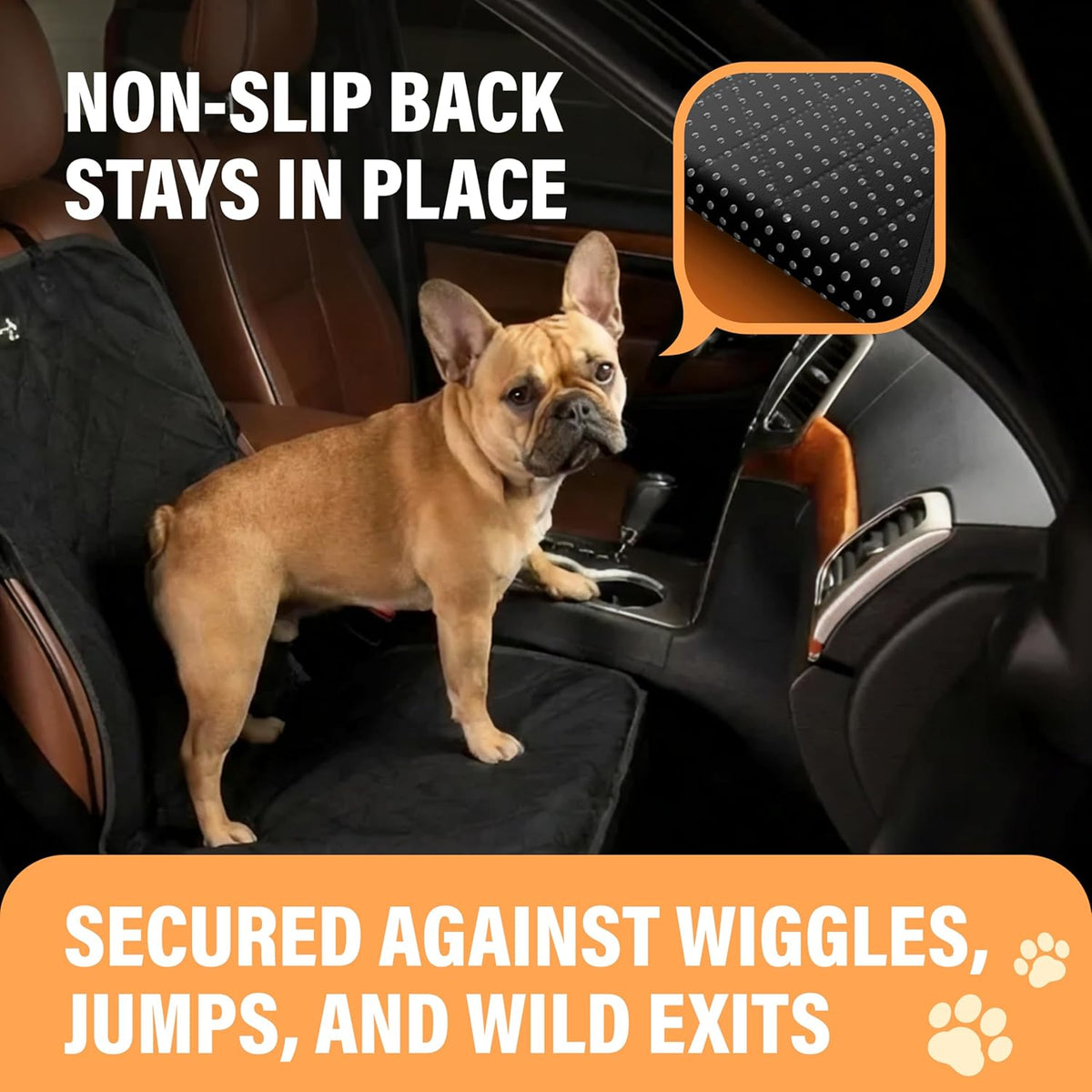 Dog Car Seat Cover, Waterproof Front Seat Protector for SUV Truck Sedan, Pet Safety Travel Comfort System with Universal Fit, Black